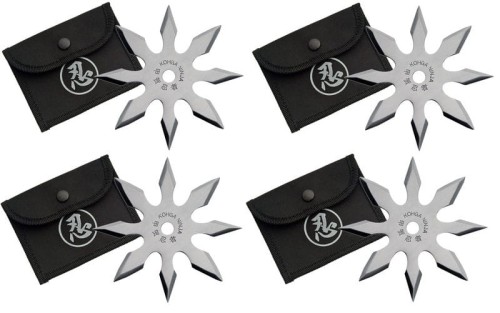 Nóż rzutka shuriken 8R silver 4szt etui oryginał