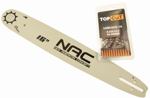 Prowadnica do piły spalinowej NAC 1x łańcuch TC 0,325” 16" 40cm 66zp 