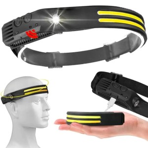 MOCNA LATARKA CZOŁOWA LED 2 PASKI Z CZUJNIKIEM RUCHU CZOŁÓWKA SPORTOWA XPE